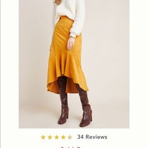 Anthropologie Mustard High Low Skirt